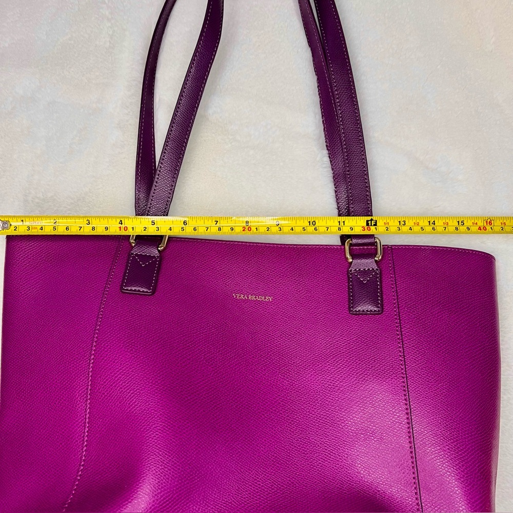 Vera Bradley Ella Leather Tote Handbag Plum - Picture 16 of 16